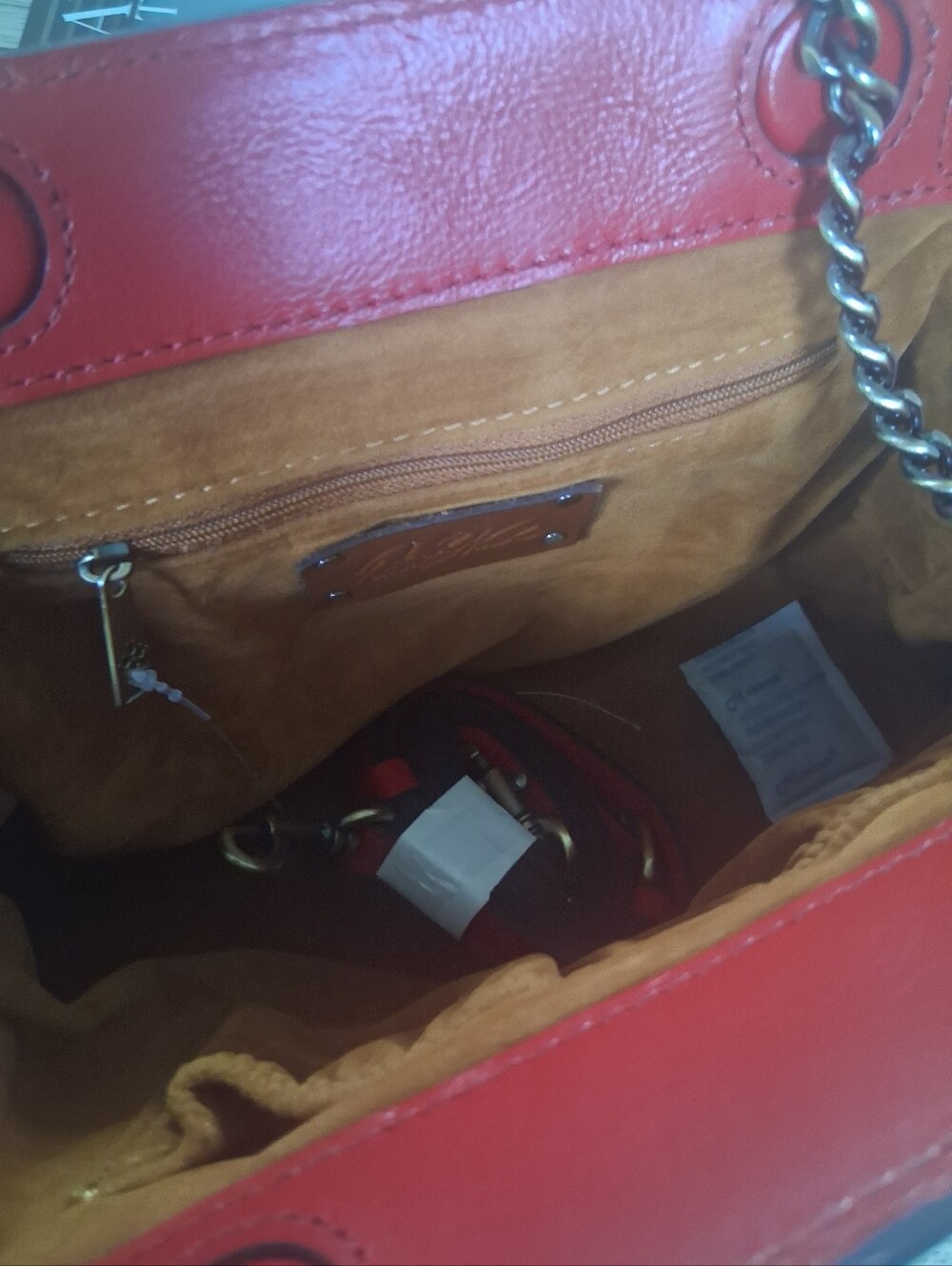 Patricua Nash Red Blue Leather Zelia Framed Clutch With brushed brass Handle Bag - Picture 8 of 9